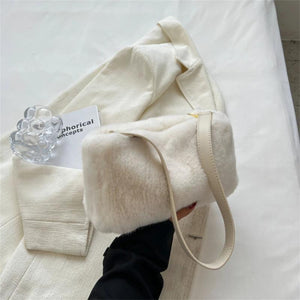 Warm Rabbit Fur Totes Bag Soft Plush Shoulder Bags for Women