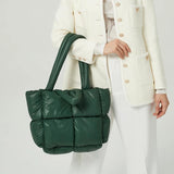 Quilted Nylon Shoulder Bag Winter Purse Large Tote Handbag