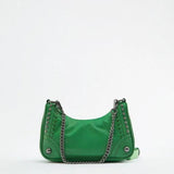 Women's Button Nail Shoulder Bag Rock Chain Crossbody Bag