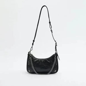 Women's Button Nail Shoulder Bag Rock Chain Crossbody Bag