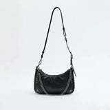 Women's Button Nail Shoulder Bag Rock Chain Crossbody Bag