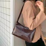 Retro PU Leather Underarm Bag Women Handbag