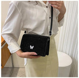 Rhinestone Shoulder Bag Butterfly Decoration Square Bag