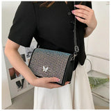 Rhinestone Shoulder Bag Butterfly Decoration Square Bag