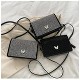 Rhinestone Shoulder Bag Butterfly Decoration Square Bag