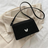 Rhinestone Shoulder Bag Butterfly Decoration Square Bag