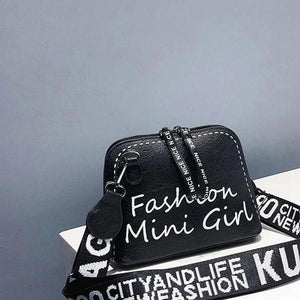 PU Leather Women Crossbody Bag Shell Shaped Bag Wide Shoulder Strap Bags