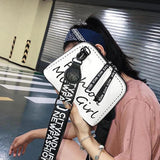 PU Leather Women Crossbody Bag Shell Shaped Bag Wide Shoulder Strap Bags