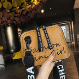 PU Leather Women Crossbody Bag Shell Shaped Bag Wide Shoulder Strap Bags