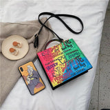 Women's Printed Letters Shoulder Messenger Tote Bag