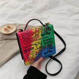 Women's Printed Letters Shoulder Messenger Tote Bag