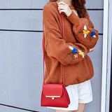 Red Square Shoulder Bag with Zipper Pocket and Chain Strap