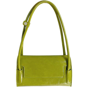 French Avocado Green Shoulder Bag PU Leather Handbag