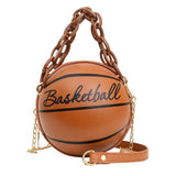 Pink Leather Basketball Bag for Women, Shoulder Crossbody Chain Hand Bags
