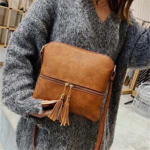 Vintage Tassels Crossbody Bag High Retro Shoulder Bag Patchwork