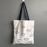 Canvas Cloud Print Tote Bag for Women Eco Foldable Reusable Shopping Bags