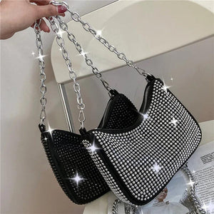 Diamond Underarm Bags for Women PU Leather Handbag