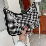 Diamond Underarm Bags for Women PU Leather Handbag