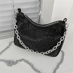 Diamond Underarm Bags for Women PU Leather Handbag