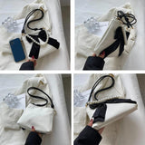 Women's Beaded Bow Crossbody Bag Soft PU Leather