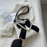 Women's Beaded Bow Crossbody Bag Soft PU Leather