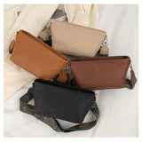 Soft Side Square Shoulder Bag For Women Wide Shoulder Strap Crossbody Bag
