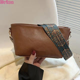 Soft Side Square Shoulder Bag For Women Wide Shoulder Strap Crossbody Bag