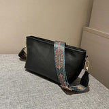 Soft Side Square Shoulder Bag For Women Wide Shoulder Strap Crossbody Bag