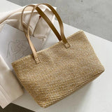 Summer Women's Straw Woven Tote Bag Beach Travel Handbag