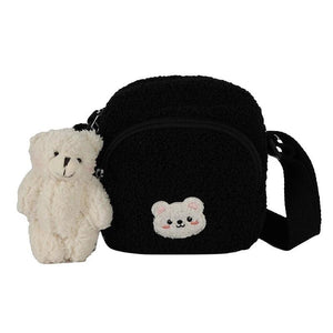 Plush Bear Messenger Bag for Women - Small Shoulder Bag