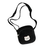 Plush Bear Messenger Bag for Women - Small Shoulder Bag