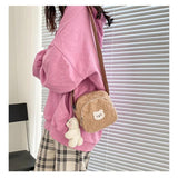 Plush Bear Messenger Bag for Women - Small Shoulder Bag
