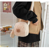 Plush Bear Messenger Bag for Women - Small Shoulder Bag
