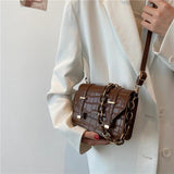 Retro Texture Handbags Chain Shoulder Bags Mini Square Bags