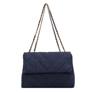 Women Denim Stripe Messenger Bag Casual Shoulder Handbag