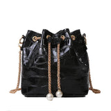 Autumn Winter Texture Women Messenger Bags Retro Shoulder Chain Draw Bucket Bags