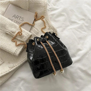 Autumn Winter Texture Women Messenger Bags Retro Shoulder Chain Draw Bucket Bags