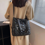 Winter Quilted Women's Padded Handbag Down Fabric Shoulder Crossbody Bag