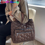 Winter Quilted Women's Padded Handbag Down Fabric Shoulder Crossbody Bag
