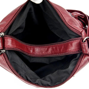 Leather Crossbody Handbag Multi-Layer Shoulder Bag