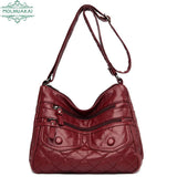 Leather Crossbody Handbag Multi-Layer Shoulder Bag