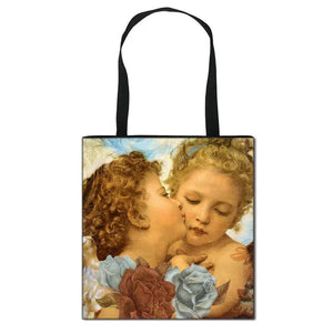 Vintage Famous Painting Angell Print Shoulder Bag for Women
