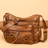 Vintage Crossbody Bag High Capacity Brown Lady Soft Shopper Bag