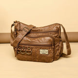 Vintage Crossbody Bag High Capacity Brown Lady Soft Shopper Bag