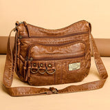 Vintage Crossbody Bag High Capacity Brown Lady Soft Shopper Bag
