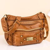 Vintage Crossbody Bag High Capacity Brown Lady Soft Shopper Bag