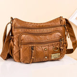 Vintage Crossbody Bag High Capacity Brown Lady Soft Shopper Bag