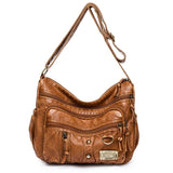 Vintage Crossbody Bag High Capacity Brown Lady Soft Shopper Bag