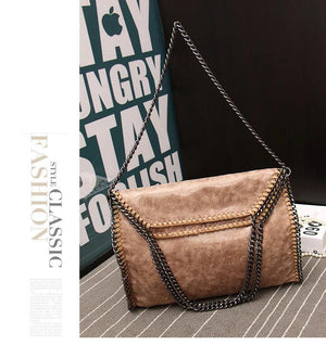 Autumn Winter Frosted Material Handbag Chain Woven Foldable Lady's Shoulder Bag