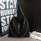 Autumn Winter Frosted Material Handbag Chain Woven Foldable Lady's Shoulder Bag